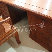 红木家具 缅甸花梨办公桌 实木办公桌 大班桌 书桌俩件套 特